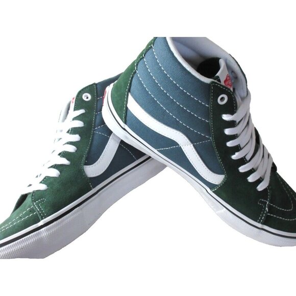 Vans Men's Skate Sk8-Hi Mountain View Blue Green Canvas Suede shoes Sizes NIB - Picture 4 of 5